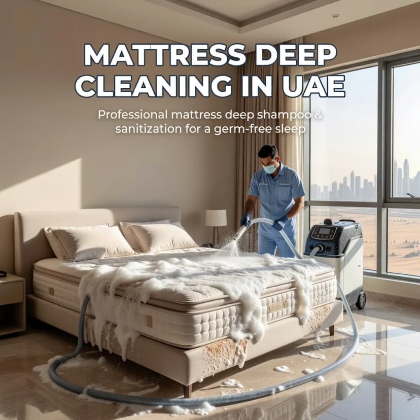 Professional mattress sanitization and stain removal in Dubai residence by Al Haya