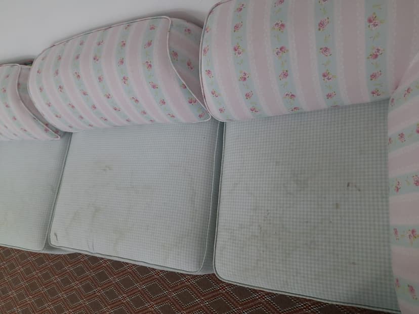 Sofa cleaning before - stained sofa cushions requiring professional deep cleaning in Dubai - Job 1