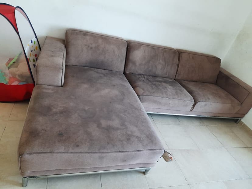 Sofa cleaning before - stained sofa cushions requiring professional deep cleaning in Dubai - Job 3