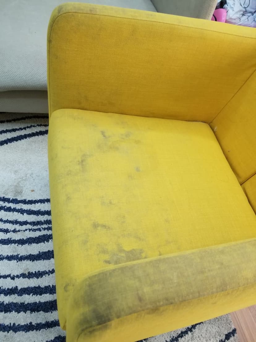 Sofa cleaning before - stained sofa cushions requiring professional deep cleaning in Dubai - Job 4