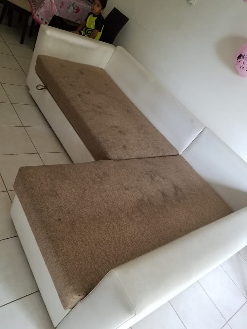 Sofa cleaning before - stained sofa cushions requiring professional deep cleaning in Dubai - Job 5