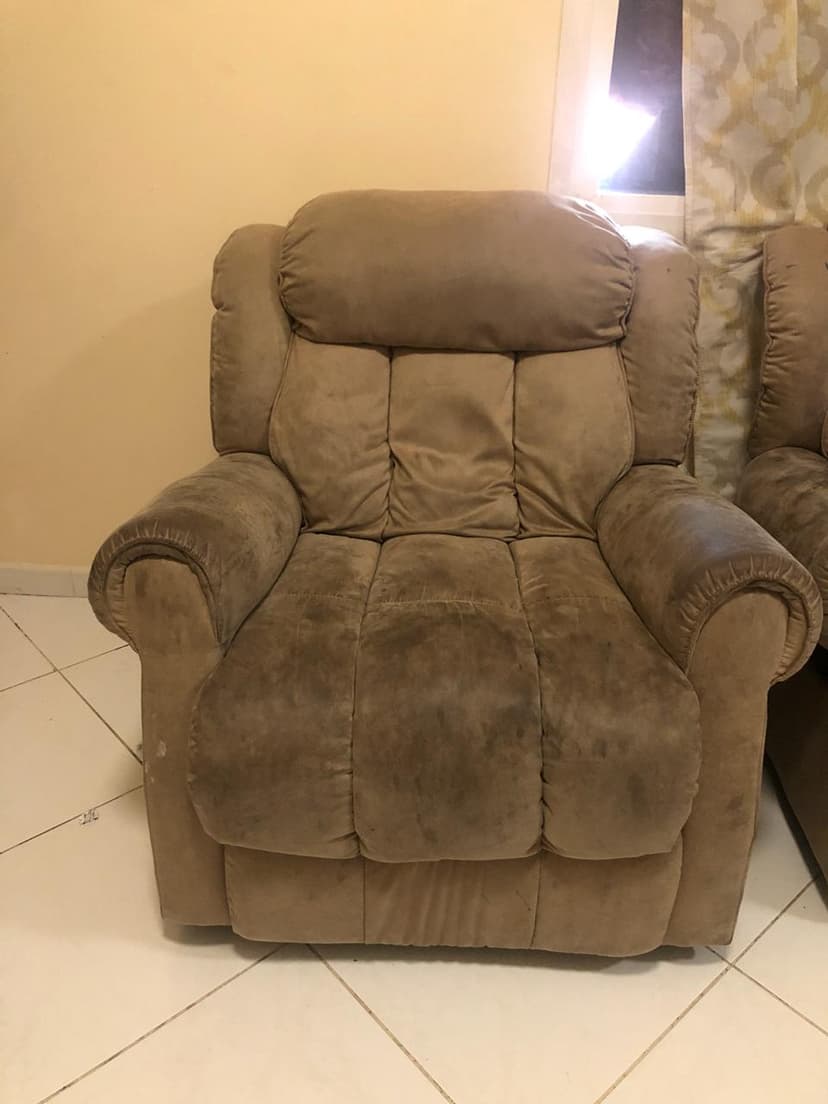 Sofa cleaning before - stained sofa cushions requiring professional deep cleaning in Dubai - Job 7