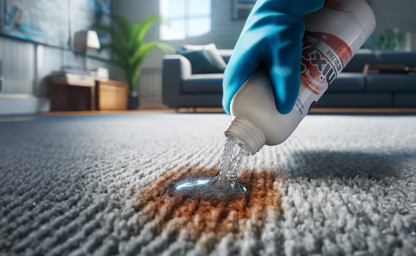 Carpet stain remover treatment being applied to remove deep stains Dubai
