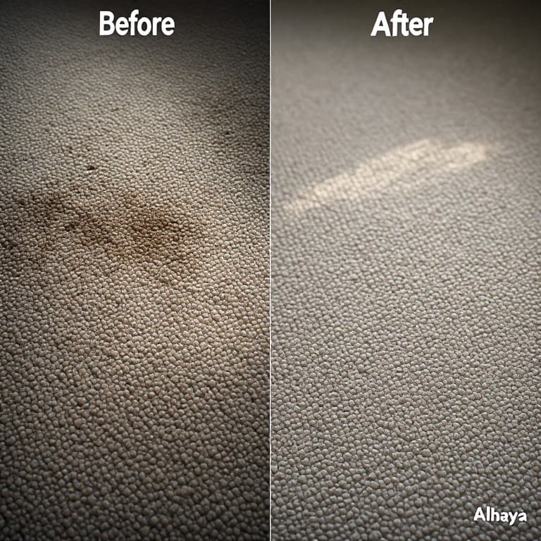 Before and after carpet cleaning showing complete dirt removal in Dubai