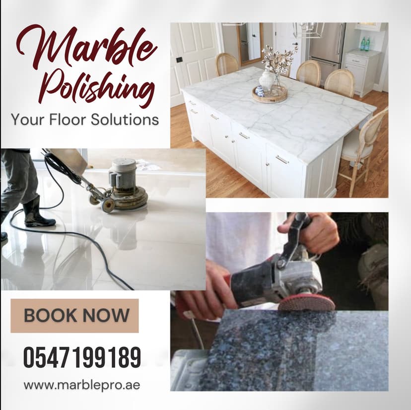 Marble polishing in Dubai with industrial diamond polishing machine by Al Haya